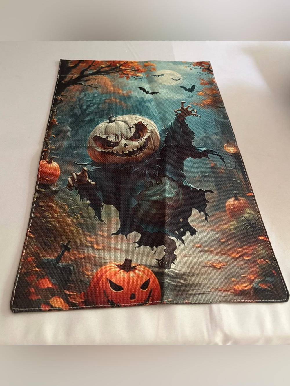 Halloween Pumpkin Garden Flag - Orange & Teal